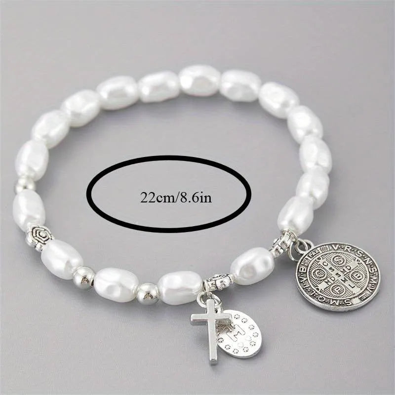 Silver electroplated metal beaded flower bracelet for women, retro style.