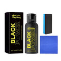 Automotive plastic refurbishment kit with 60ml bottle, sponge applicator, and cleaning cloth.