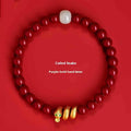 Handmade cinnabar snake zodiac bracelet in Chinese style with 6mm or 8mm bead options