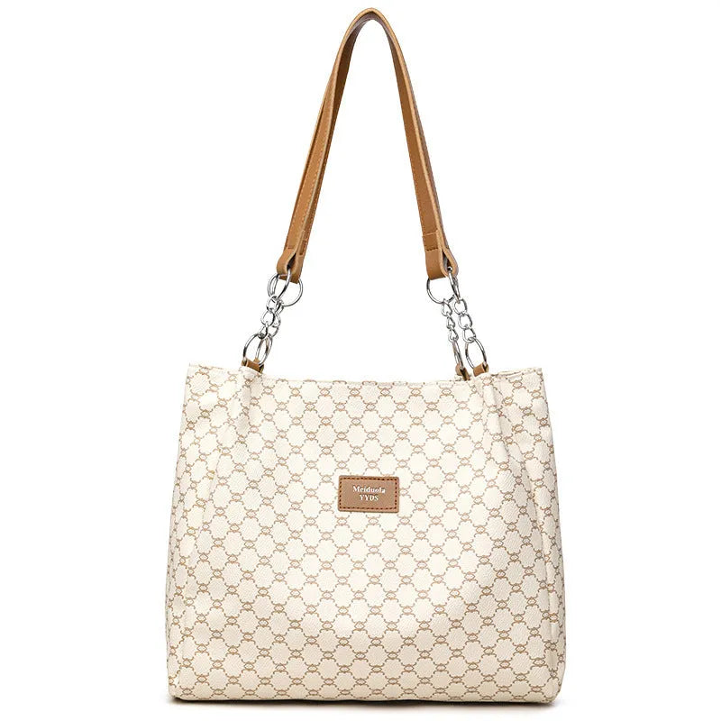 Women's retro style handbag in soft PU leather available in brown, grey and white colour options