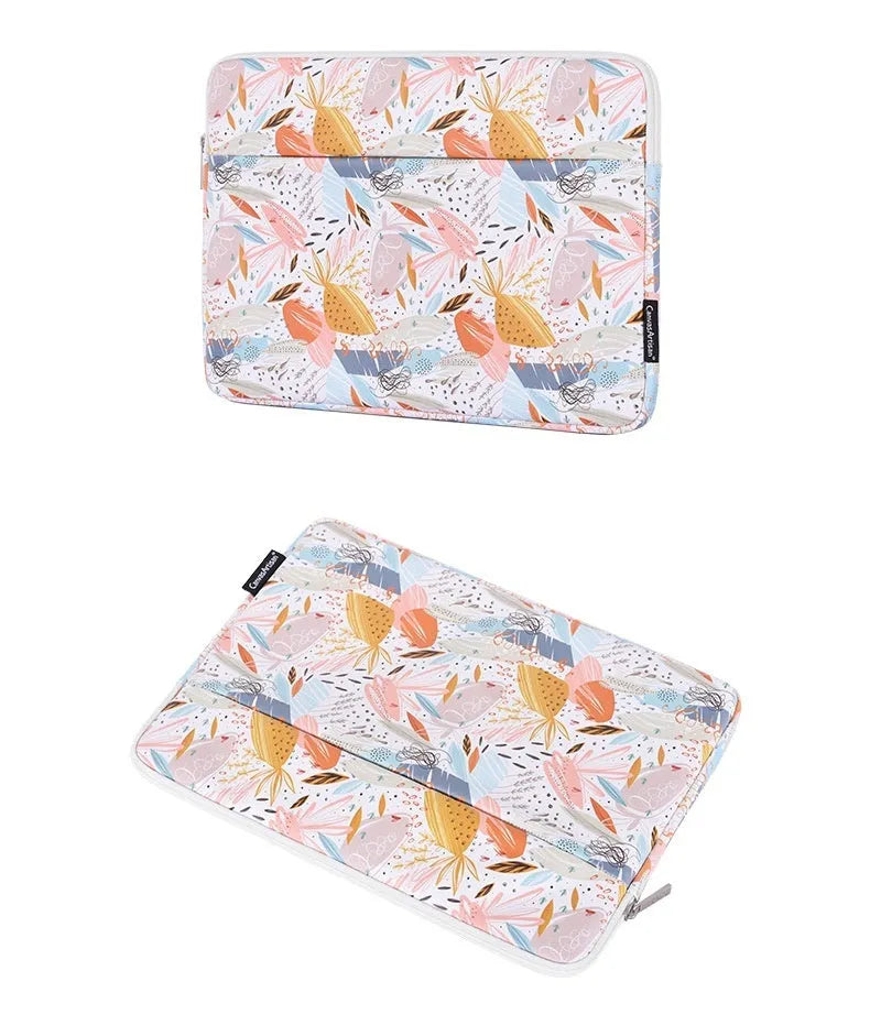 White 14 inch waterproof laptop inner bag with PU leather construction