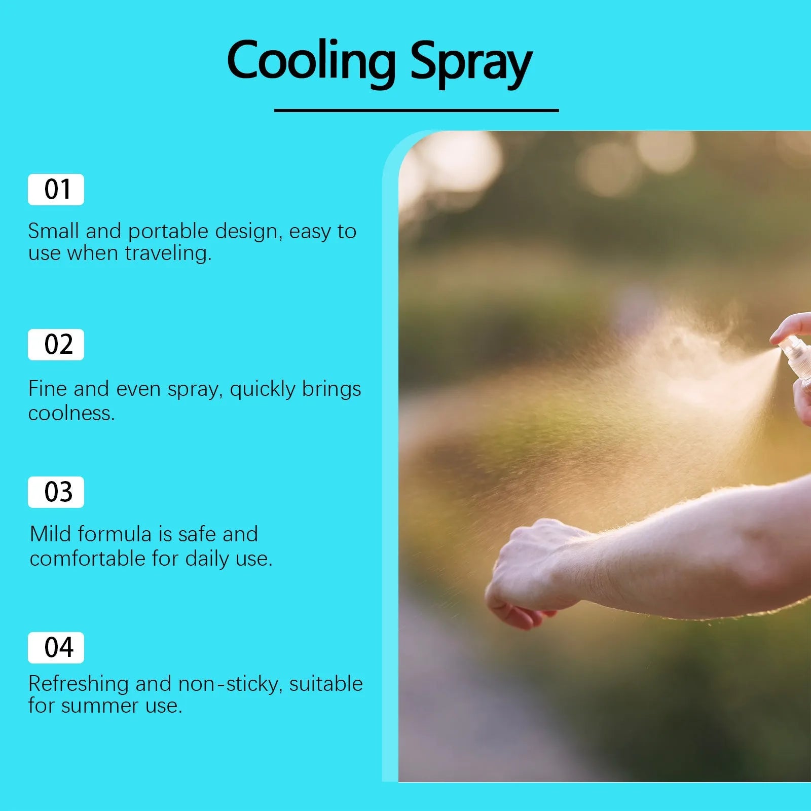 50ml mint cooling spray bottle for outdoor summer heat relief