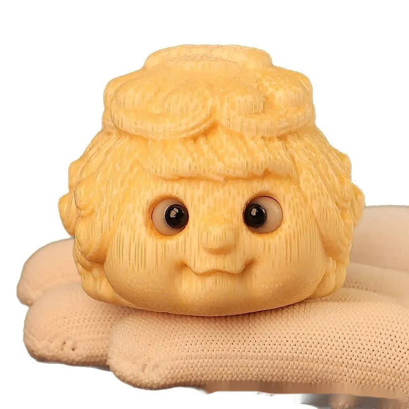 Solid bamboo carving golden toad princess ornament cute style decoration