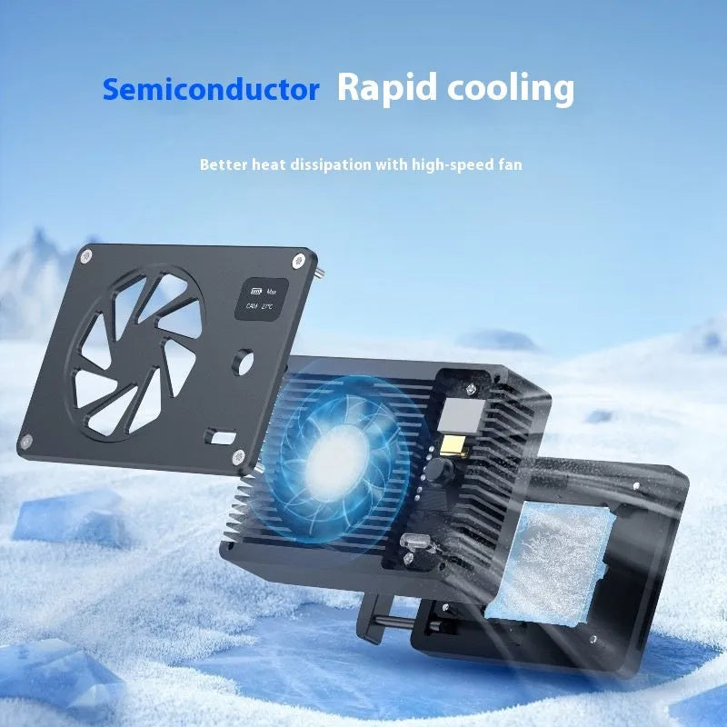 Black aluminium alloy PC cooling fan radiator measuring 89mm by 52mm by 25.95mm