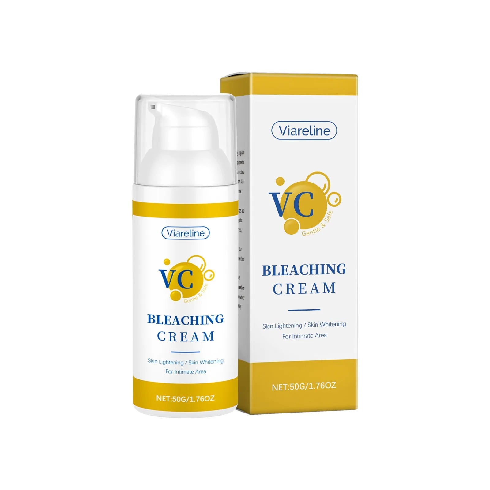 50g container of skin lightening cream with vitamin C and titanium dioxide for pigmentation concerns