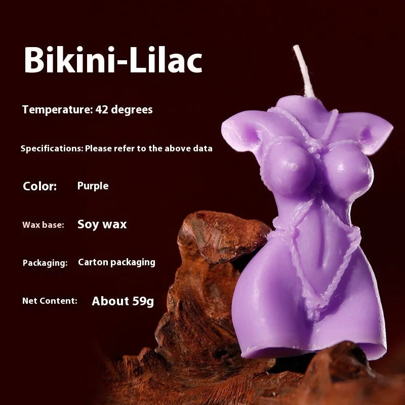 A soy wax low temperature candle for adult sensual play, shown in Rose Red, Spring Pink, and Lilac Purple colour options.