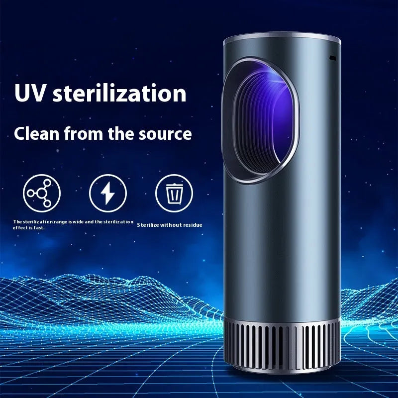 Black car air purifier with USB cable for vehicle cabin formaldehyde removal and negative ion generation