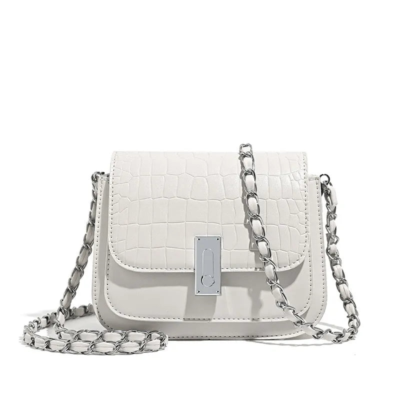 Women's soft PU leather shoulder bag in horizontal square shape with mobile phone pocket