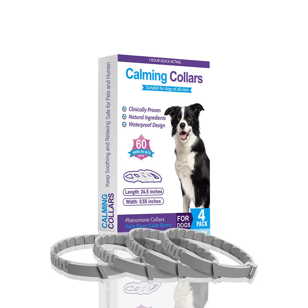 Four dog anxiety relief collars in Chinese-style monochrome pattern, TPR material, 62cm length