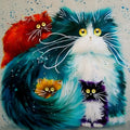 Scared or Surprised Cat painting by numbers DIY kit with acrylic paints, brushes, and canvas.