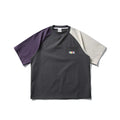 Dark grey men's T-shirt with contrast colour raglan sleeves and loose casual fit