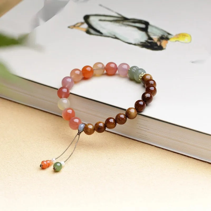 8mm diamond-cut agate bracelet with natural persimmon colour tones