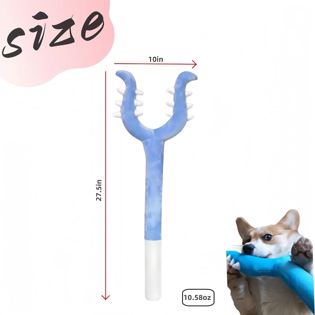 70cm plush cat wand toy in blue and pink colours for interactive indoor play
