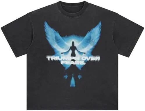 Men's retro style cotton t-shirt with cartoon print in loose streetwear fit for summer casual wear