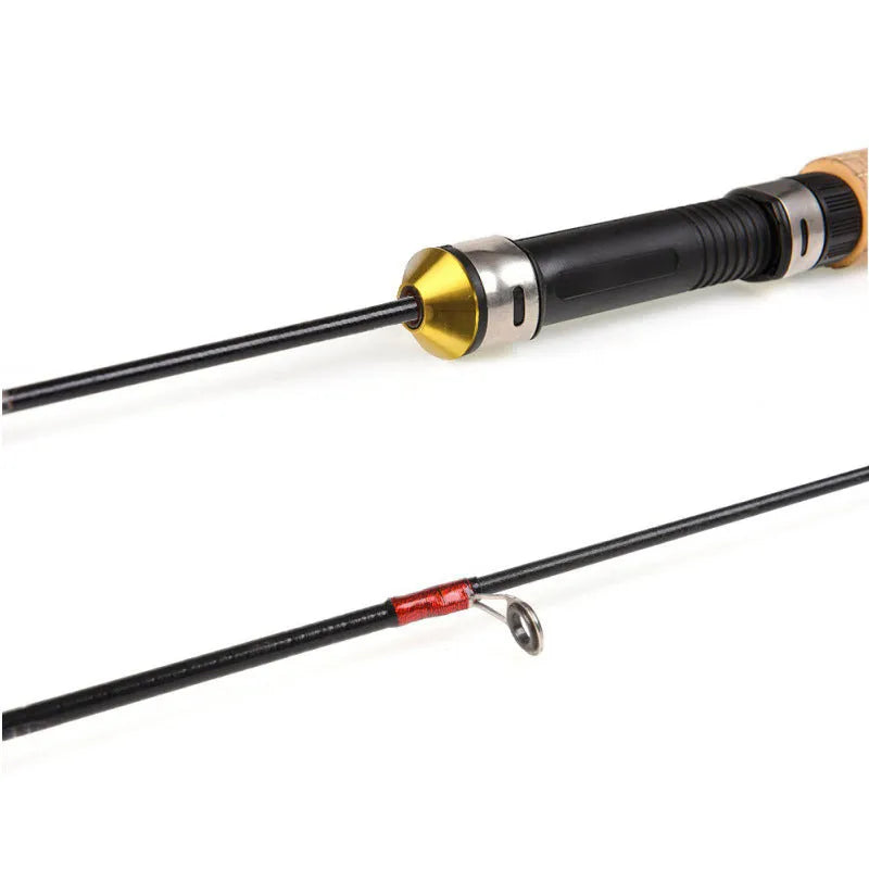 Ice fishing rod retractable 0.6 m carbon coated wood grain lifting pole