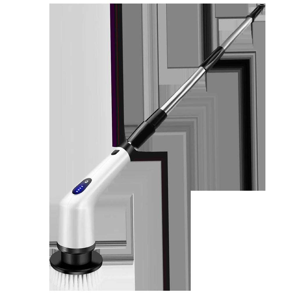 White handheld lithium rechargeable cleaning ball with brush attachment