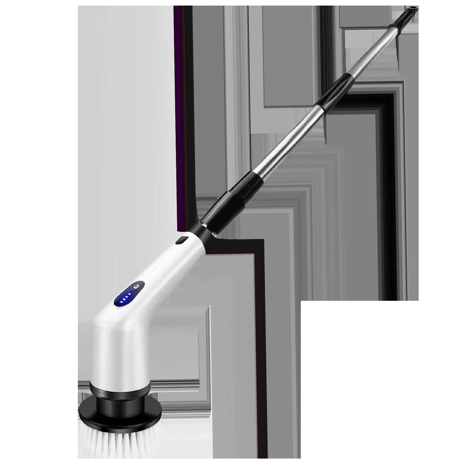 White handheld lithium rechargeable cleaning ball with brush attachment