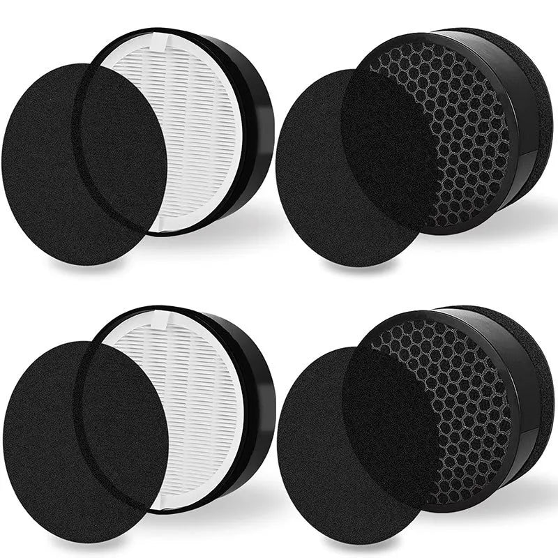 Levoit compatible rectangular air purifier replacement filter screen and cotton measuring 19x19x6.3cm.