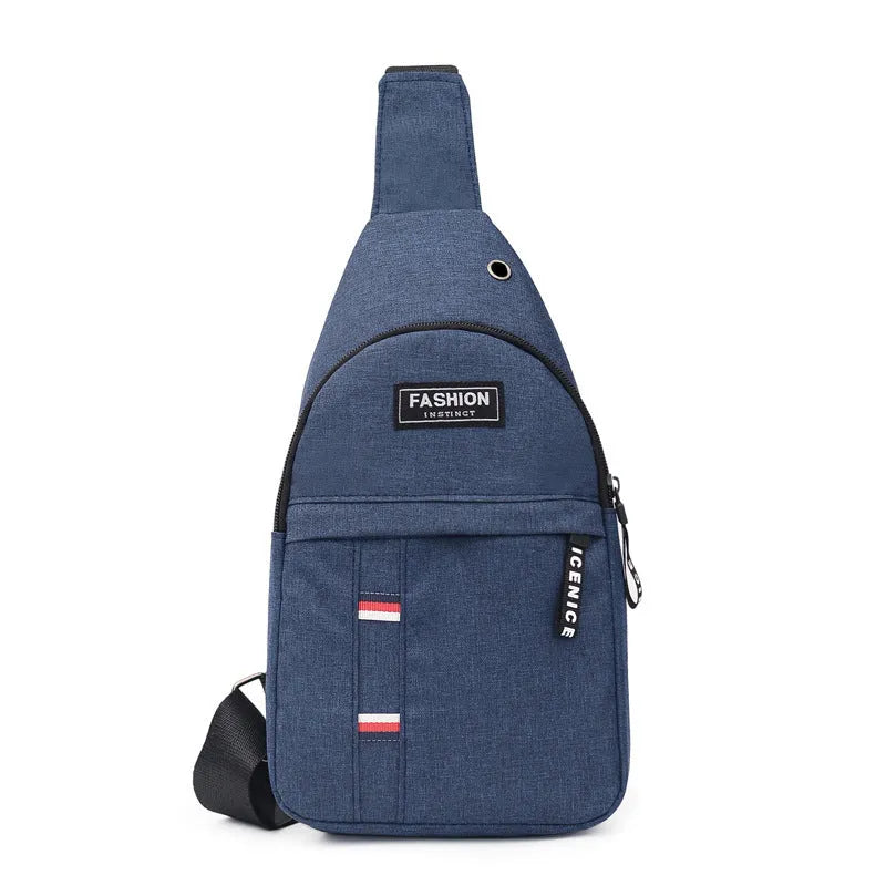 Outdoor mountaineering cycling shoulder messenger bag in Oxford cloth, dark blue, with single strap and letter motif