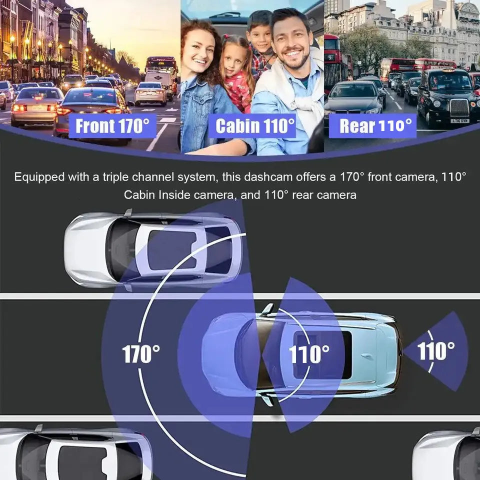Black G50 driving recorder dash cam with 3 inch touch screen for windshield mounting
