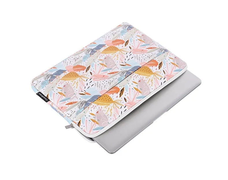 White 14 inch waterproof laptop inner bag with PU leather construction