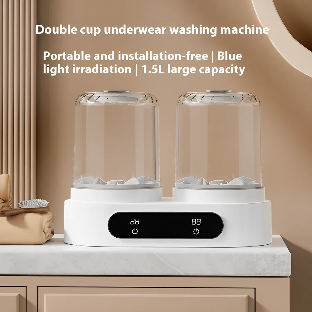 White double bucket USB mini washing machine for portable laundry of small garments