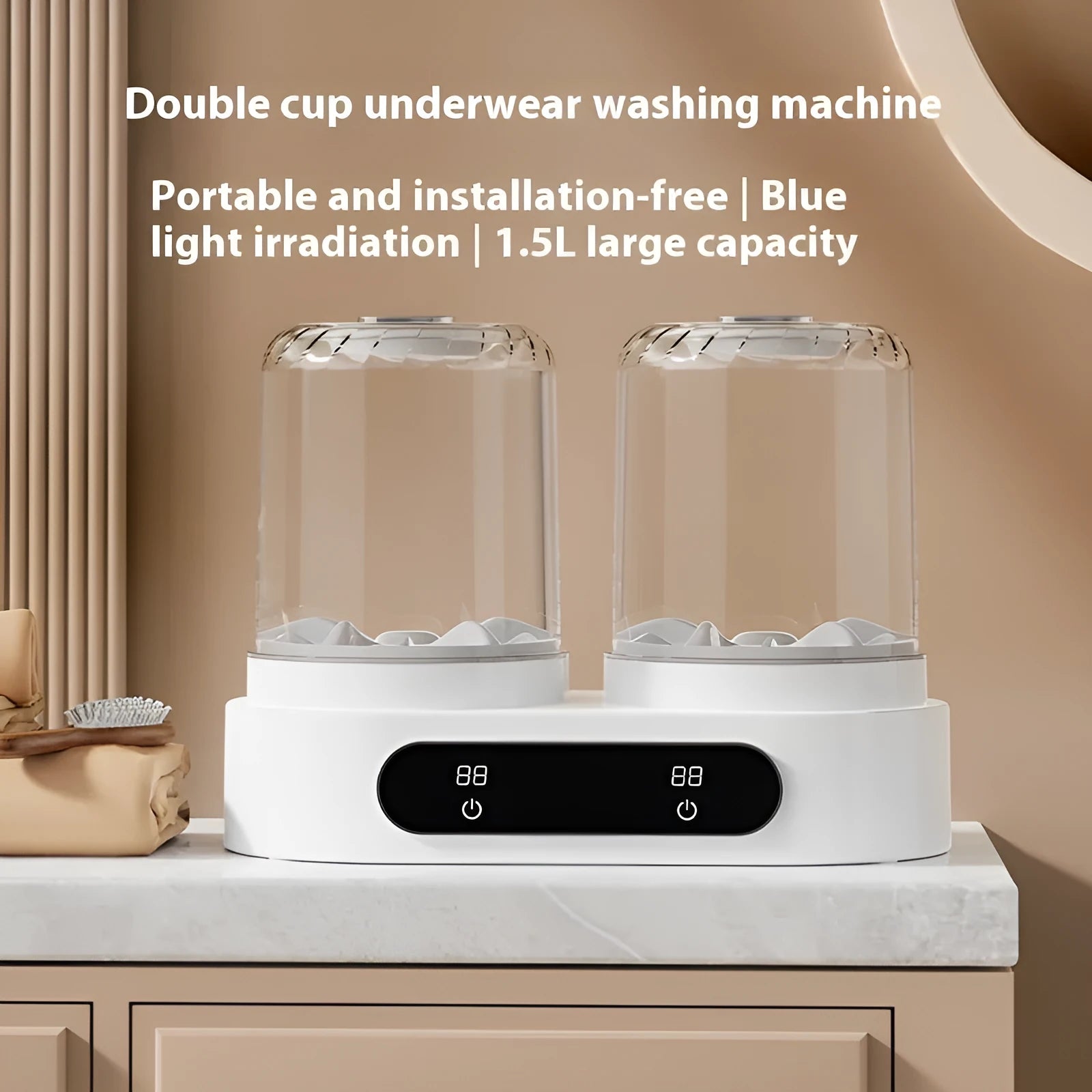 White double bucket USB mini washing machine for portable laundry of small garments