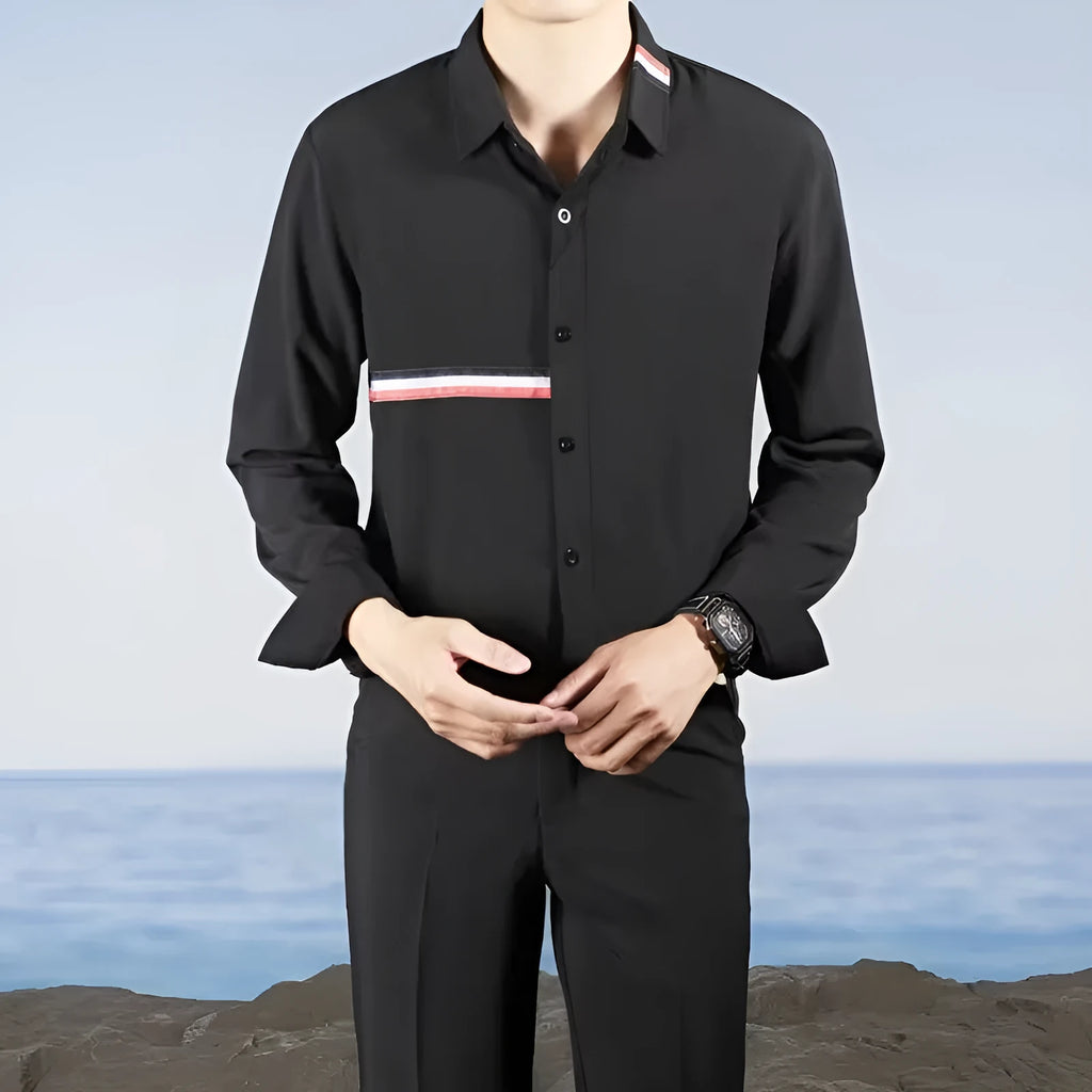 Hong Kong style loose fit cardigan shirt in cotton blend fabric available in multiple colours