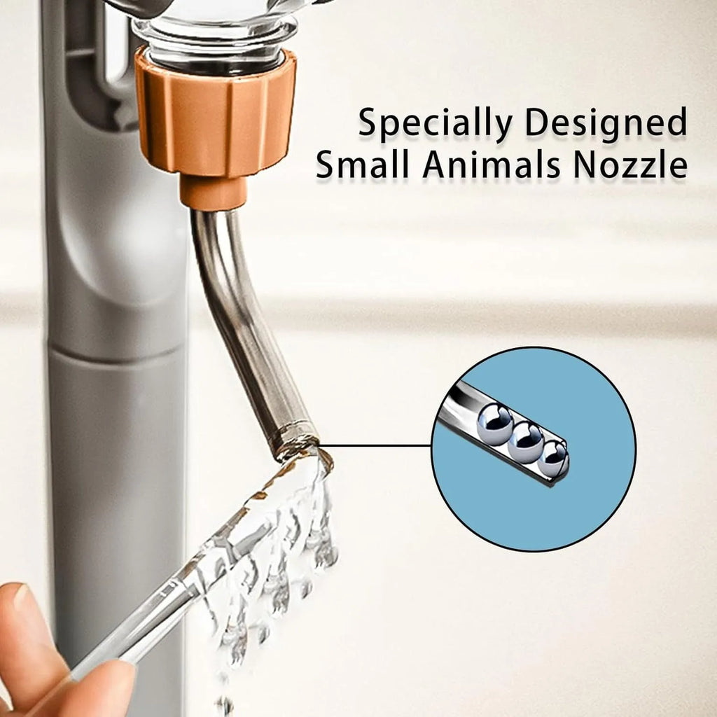 Small animal cage water bottle with rotatable nozzle in blue, white, or yellow options