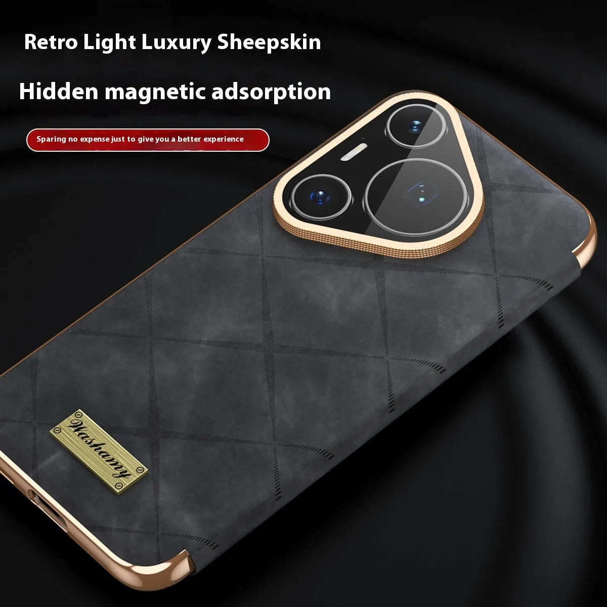 Electroplated diamond grid Huawei phone case in imitation leather with embossed luxury design