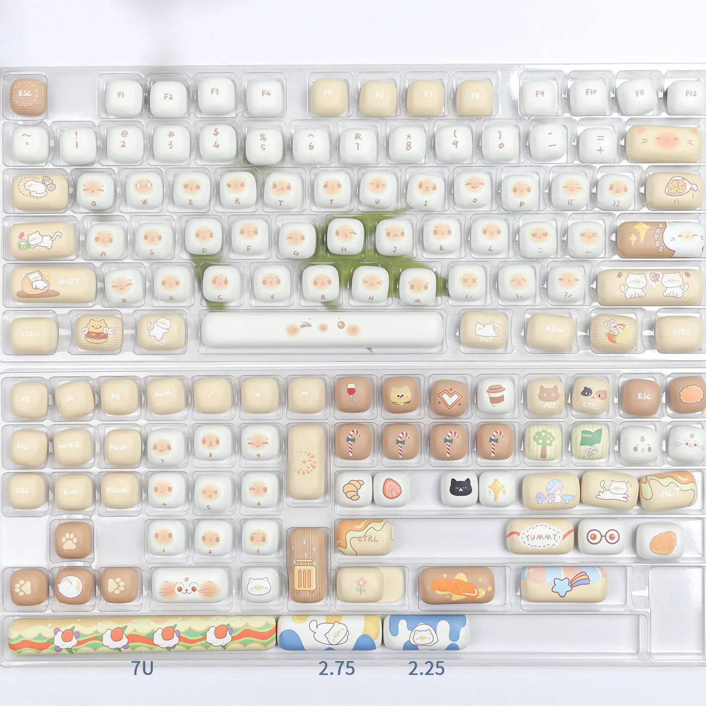 Steamed bread cat theme PBT key cap set with 26 keys for mechanical keyboard customisation