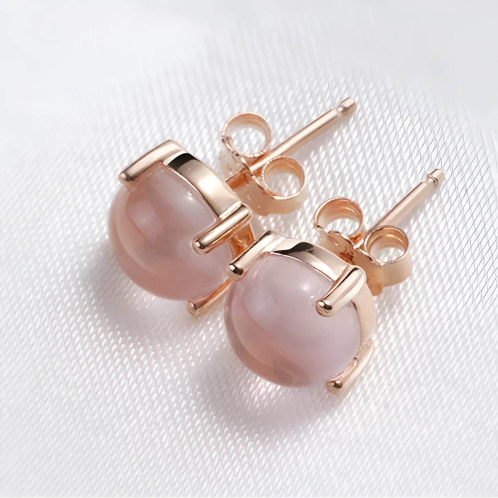 Women's Korean style rose gold quartz stud earrings with synthetic crystal inlay in drop shape