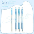 Four double-headed fluorescent calligraphy practice pens with 0.5mm plastic shells in cheese mint and sea salt ice cup colours