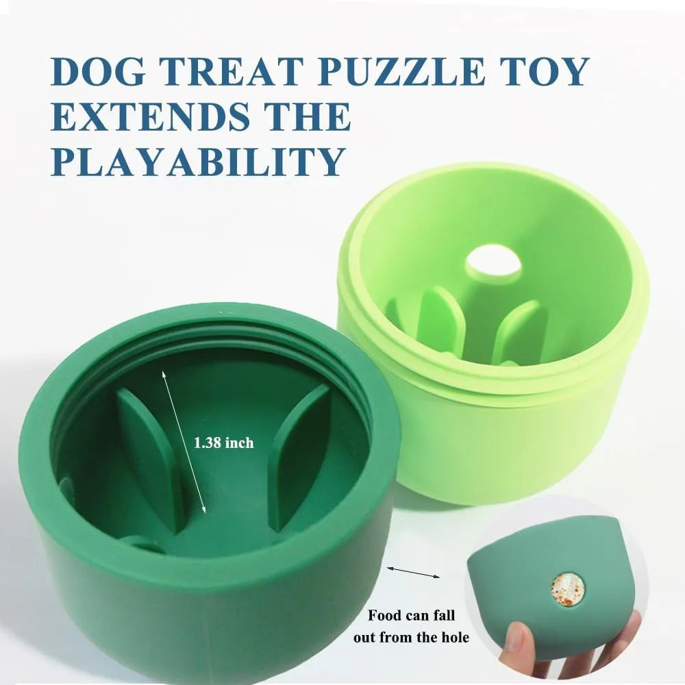 Dog treat dispensing puzzle ball in food-grade silicone with detachable design for small to medium dogs