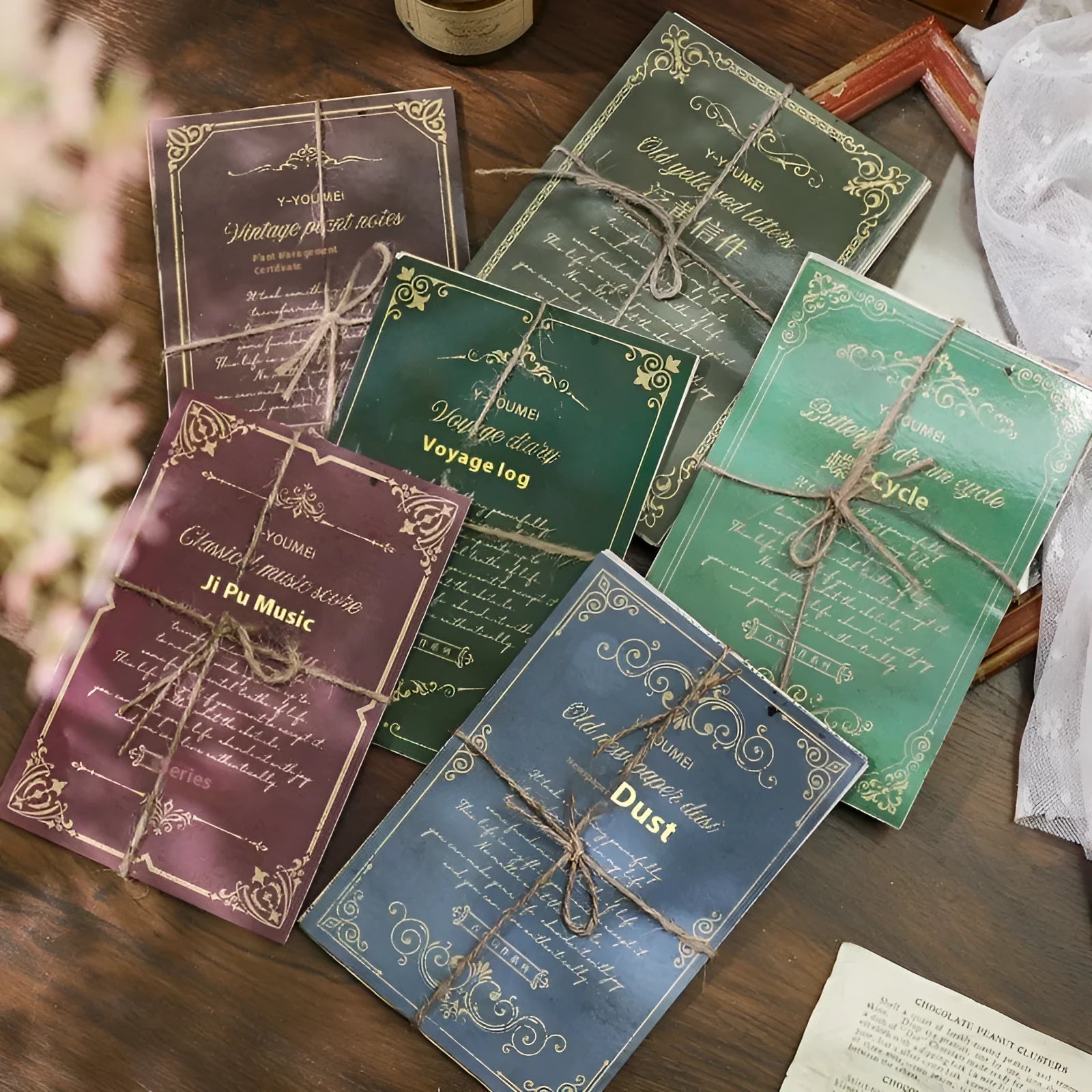 Retro classical letters paper decoration for diary and journal embellishment in vintage colours