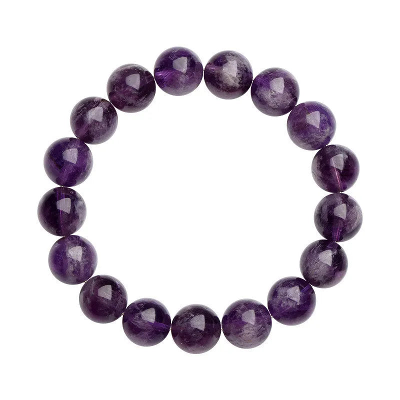 Natural feather amethyst bracelet in Snow Mountain Purple with scattered beads and Ruyi symbol