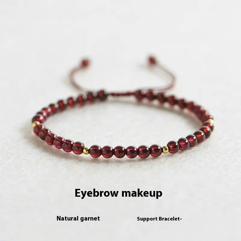 Hand-woven garnet bracelet with national tide styling and flexible wire construction
