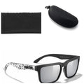Square hip hop style sunglasses with polarised lenses in a colour from the PLUS-C range