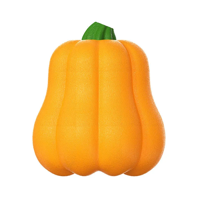 Orange Bite Molar plastic dog chew bone toy with an attached rope handle on grass.