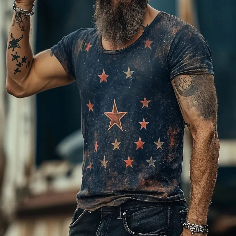 Loose fit short sleeve t-shirt with a large 3D creative pattern print on the front.