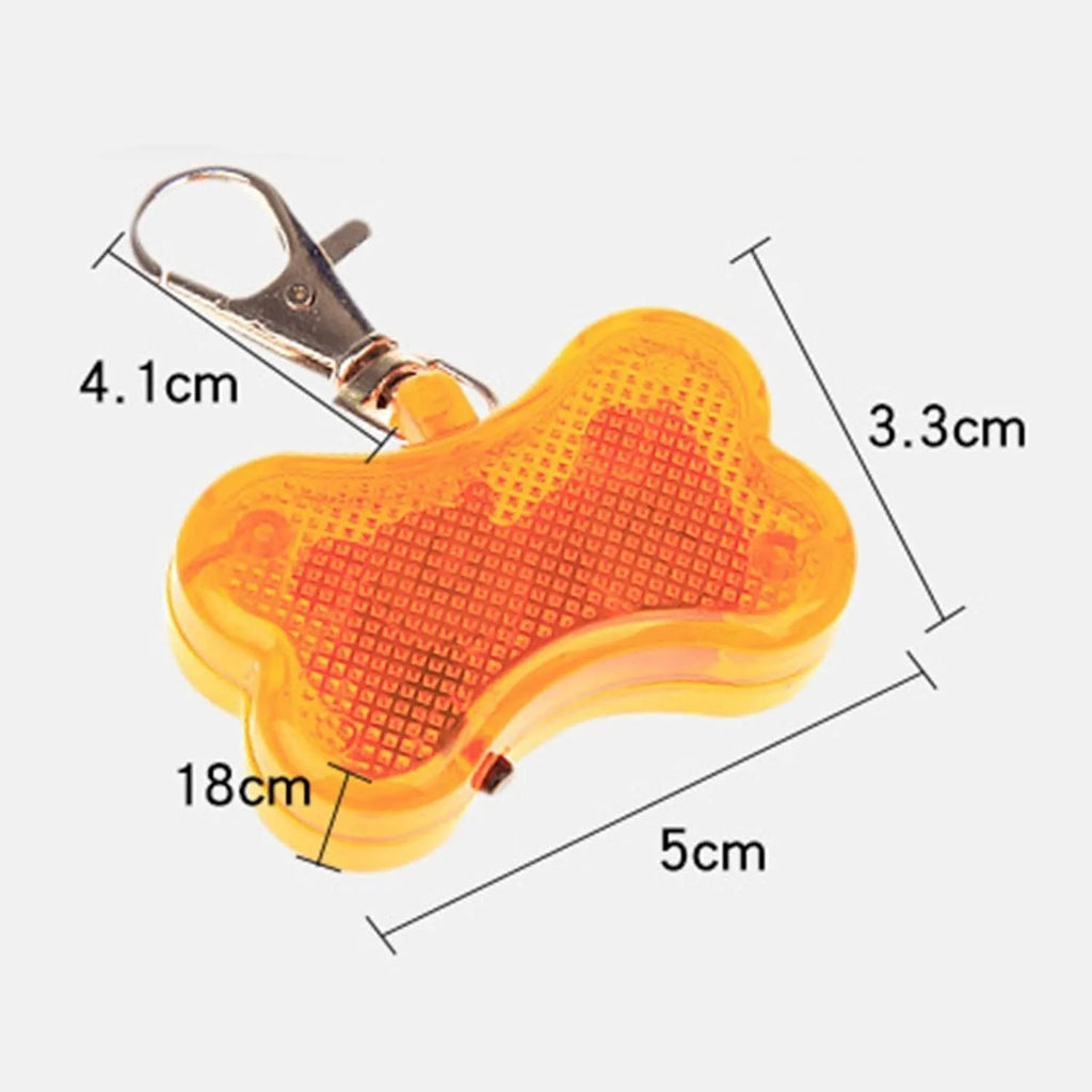 LED luminous bone pendant for pet collars in multiple colours with three light modes