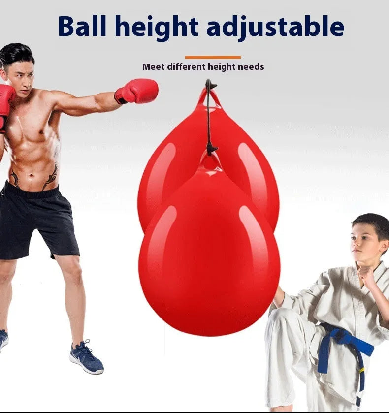 Red PVC water filled boxing reaction ball with hook rope for speed training