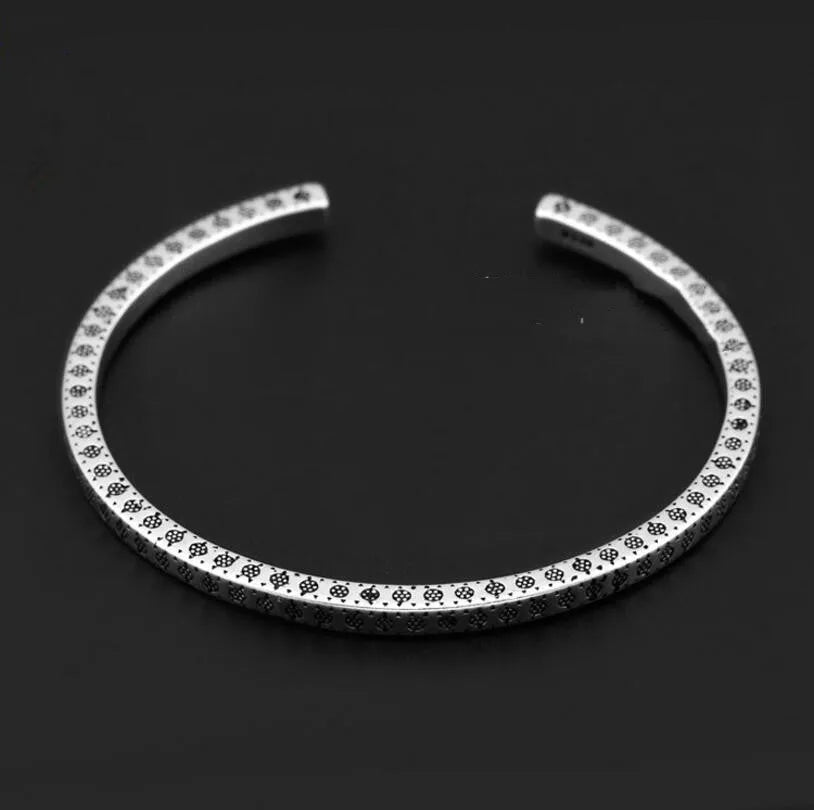 Women's Chinese retro style 925 silver opening bracelet with fish motif design in electroplated copper