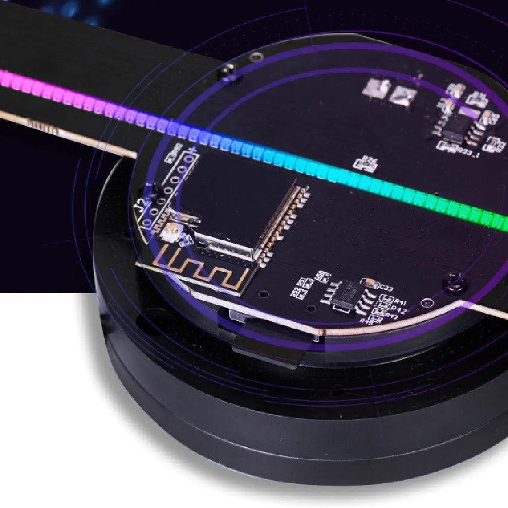 Black naked eye 3D holographic advertising fan screen with 430mm square display.