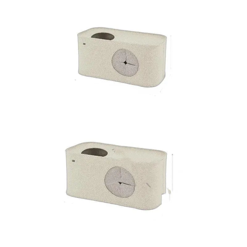 A khaki-coloured foldable felt cat nest for use inside pet cages.