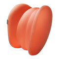 Grey and orange memory foam car head pillow and lumbar support pillow set on a car seat.