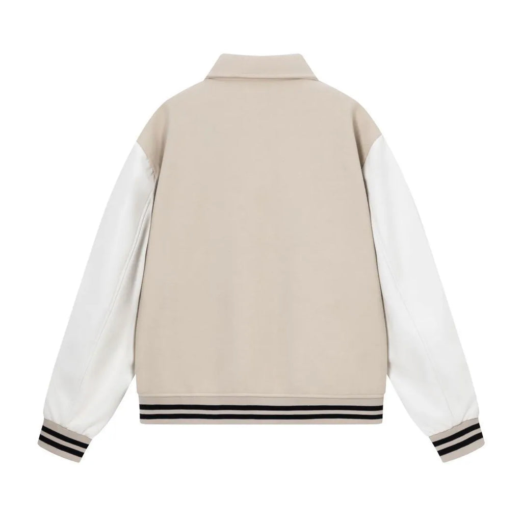 Women's bone stitch embroidered wool jacket in apricot colour, showing front design.