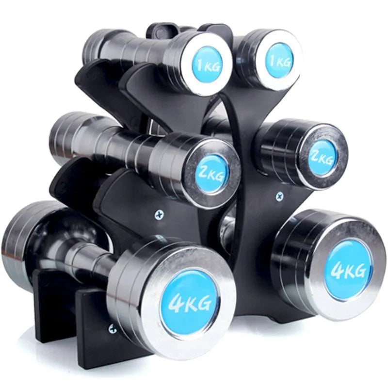 PVC dumbbell rack with removable wall bracket for home gym storage