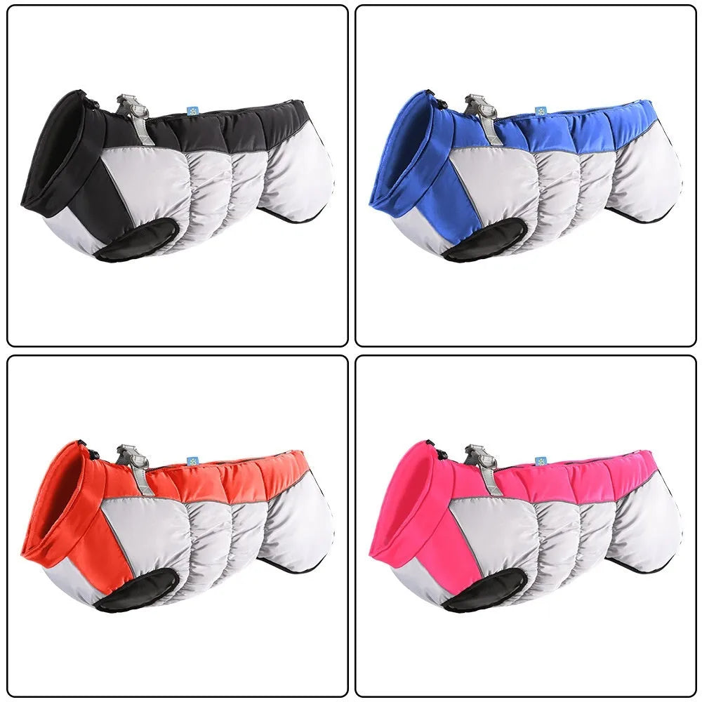 Reflective waterproof dog winter coat in polar fleece material for large breeds