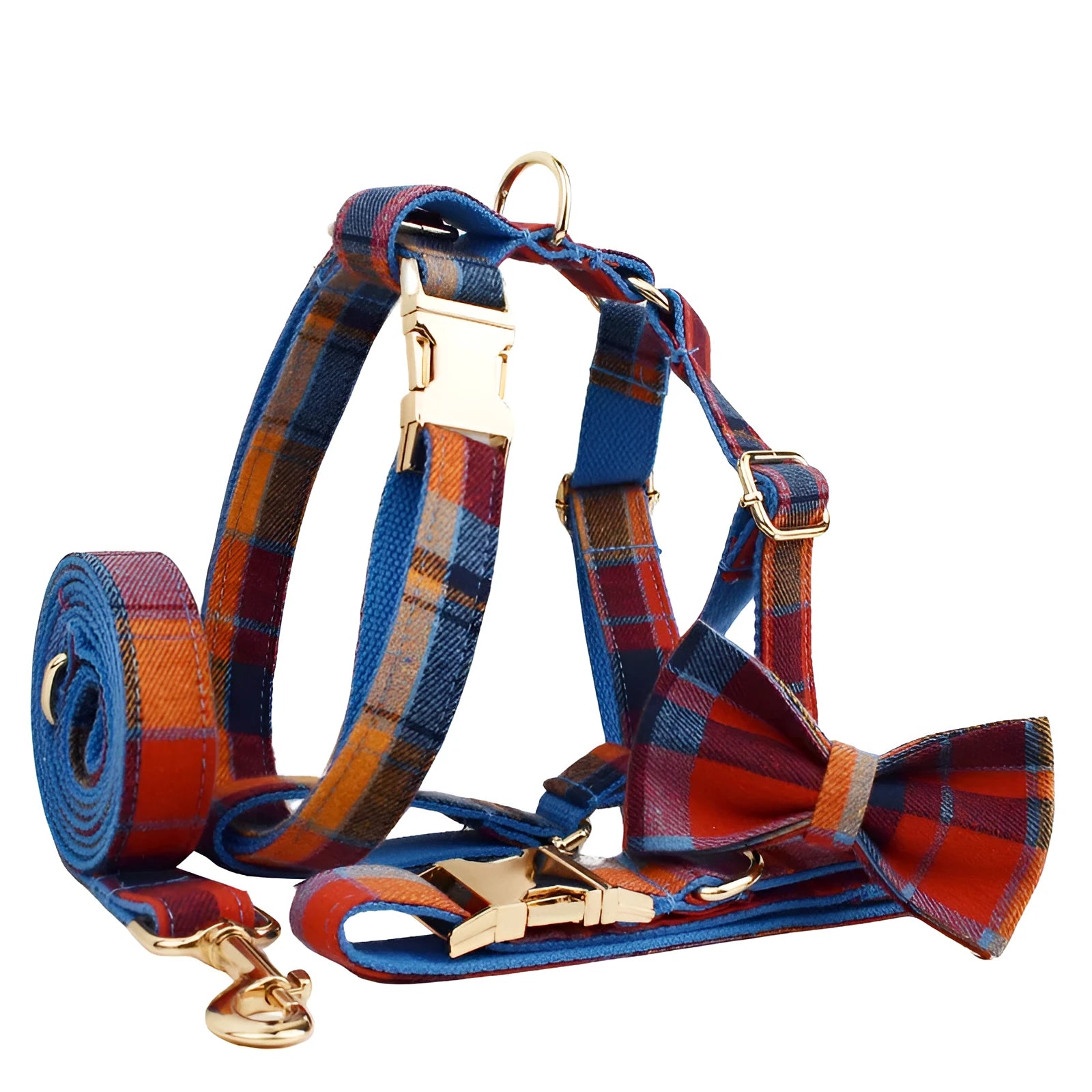 Four-piece dog collar set with bow tie and vest in gentleman style